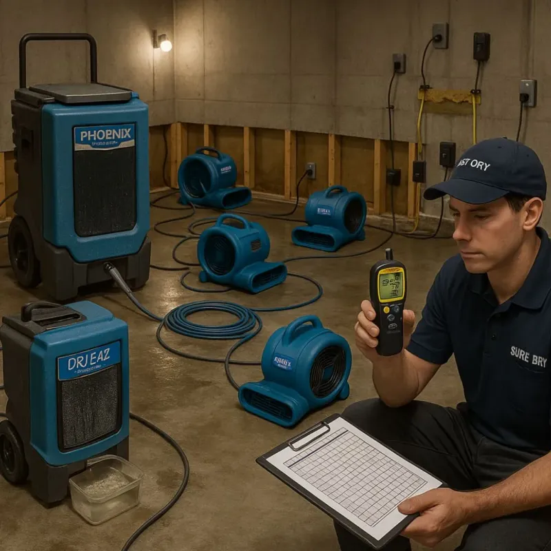 Structural Drying and Dehumidification process in Clemmons, NC